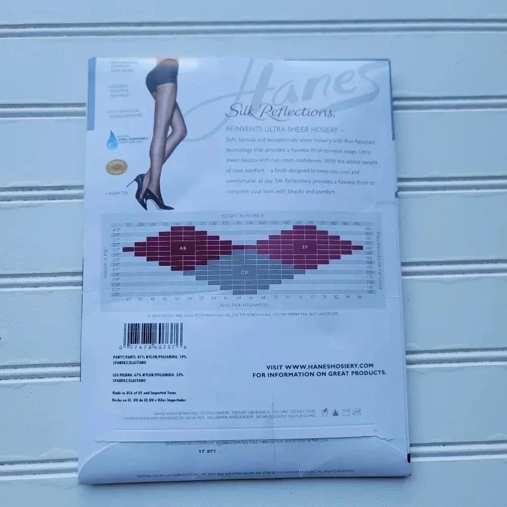 Hanes Pantyhose Silk Reflections Ultra Sheer Control Top Run Resistant Size CD